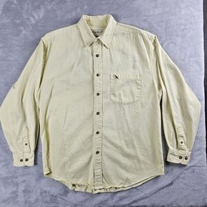 Eddie Bauer Vintage Button Up Long Sleeve Yellow Shirt Mens Size Medium